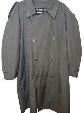 Vintage 80s Christian Dior Monsieur Trench Coat Double Breasted Size 42R Black